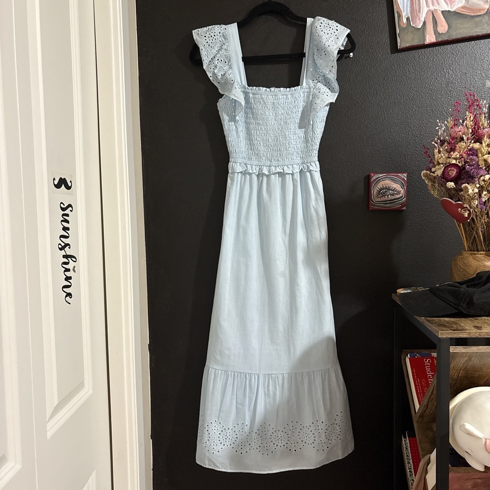 Kohl's Light Blue Eyelet Maxi Dress